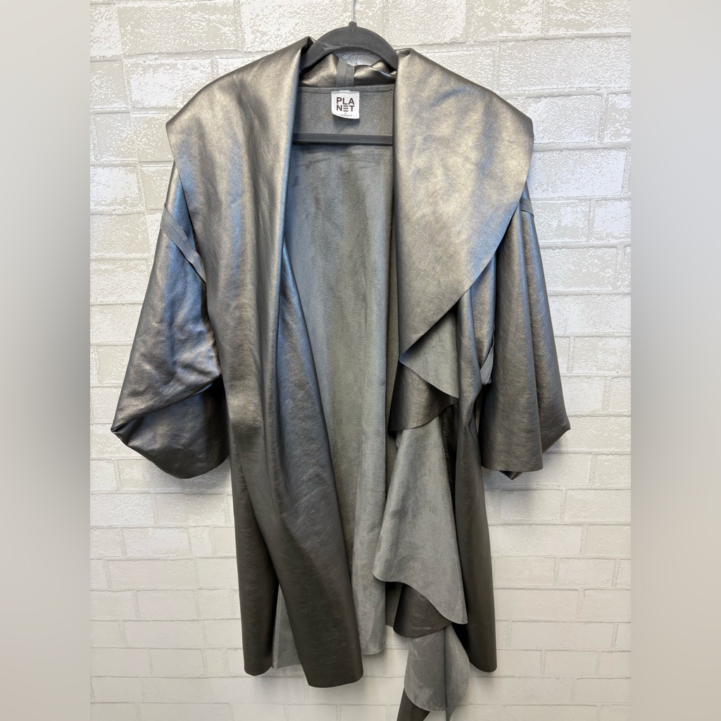 Planet By Lauren G Silver Vegan Leather Street Coat O/S